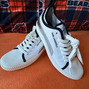 Karl Lagerfeld White Sneakers with Black and Silver Accents